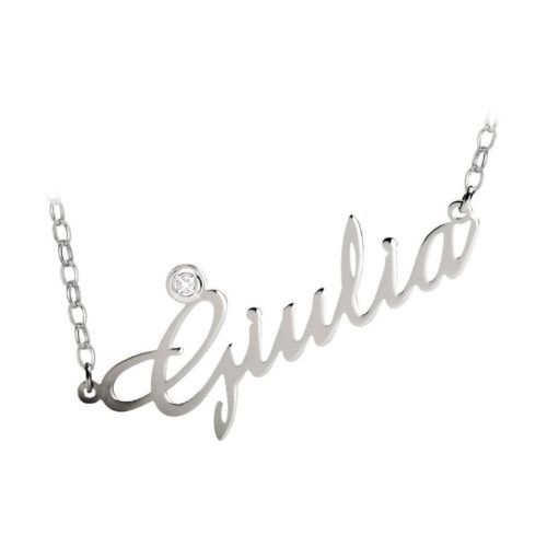 Collana personalizzata con nome in argento 925 rodiato, varie misure, tutti i nomi disponibili