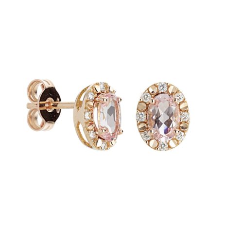 Orecchini in oro bianco 18 kt, con Morganite e Diamanti   - OD211/MO-4R