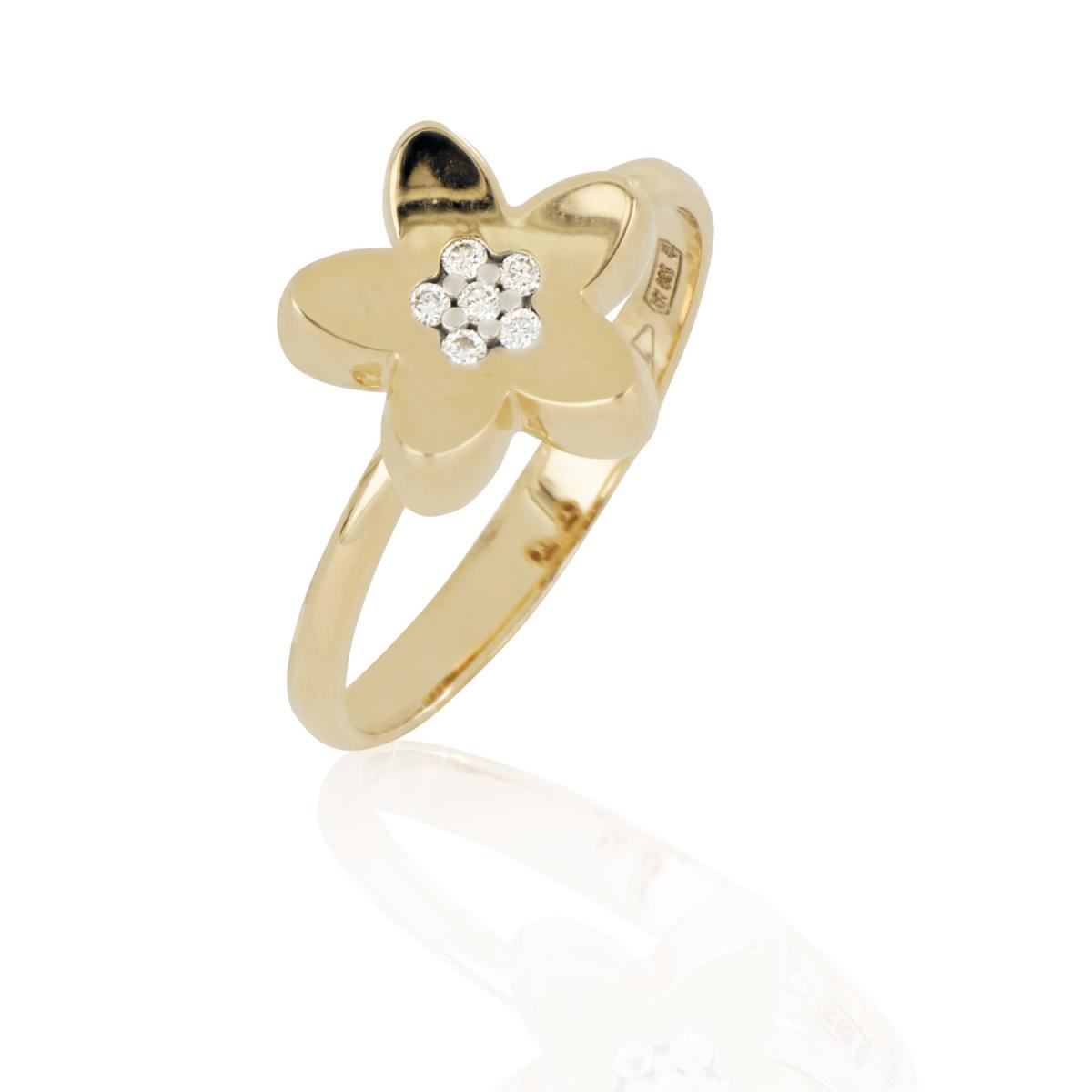 Anello fiore in oro e diamanti - AD961