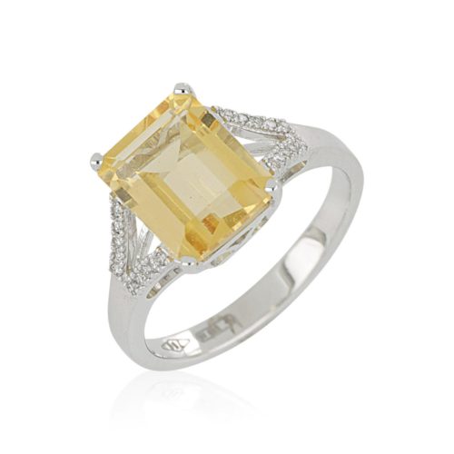 Anello in oro bianco 18kt con diamanti e pietre preziose  - AD1001/