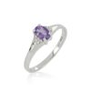 Anello in oro bianco 18kt con diamanti e pietra preziosa centrale - AD1014/