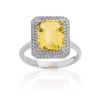 Anello in oro bianco 18kt con diamanti e pietra preziosa centrale - AD668/