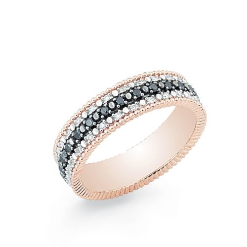 Anello eternity in oro 18kt e diamanti bianchi e neri - ADF207DN