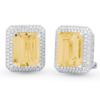 Orecchini in oro bianco 18 kt, con diamanti e pietra preziosa centrale - OD252/
