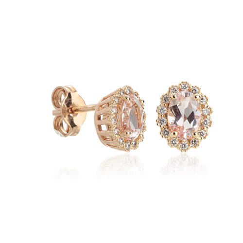 Orecchini in oro 18kt con Diamanti e Morganite - OD438/MO-LR