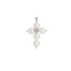 Pendente in oro bianco 18 kt, croce con perle e diamanti - PD009-LB