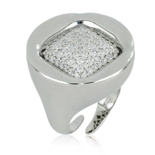 Anello in argento 925 rodiato con pavé di zirconi  - ZAN561/BI-LB
