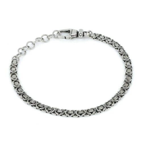 Bracciale uomo catena etrusca media in argento brunito palladio e oro nero con diamante - ZBU019D-LM