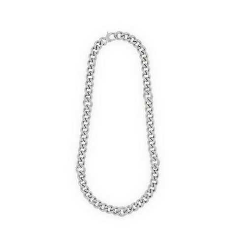 Collana catena in argento 925 rodiata con zirconi  - ZCV002-LB