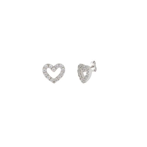 Orecchini cuore in argento 925 rodiato con zirconi  - ZOR1250-LB