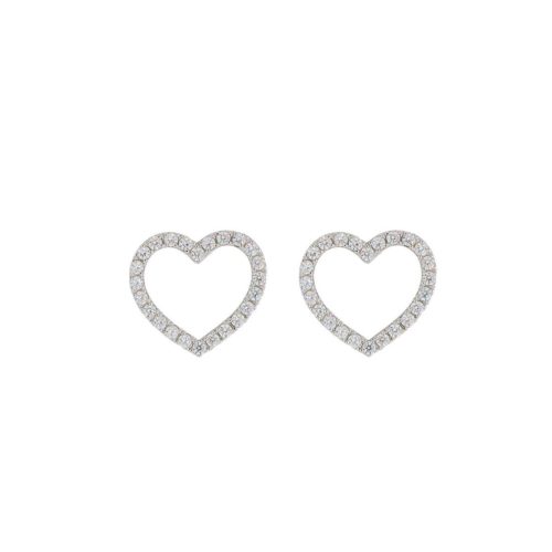 Orecchini cuore in argento 925 rodiato con zirconi  - ZOR1251-LB
