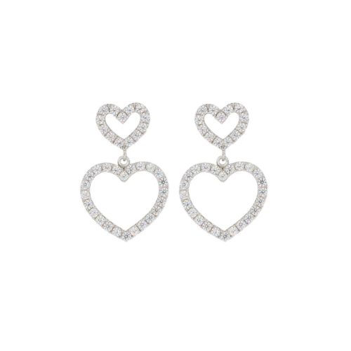 Orecchini cuore in argento 925 rodiato con zirconi  - ZOR1252-LB