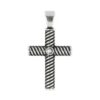 Pendente a croce in argento brunito palladio e oro nero con diamante - ZPU001D-LM