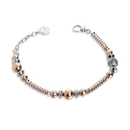 Bracciale in argento 925 rodiato e dorato rosa con Swarovski™ - ZBR585-SH