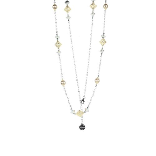 Collana Chanel in argento 925 rodiato e dorato con perle - ZCL1117-LN