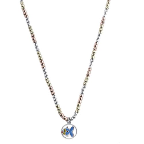 Collana in argento 925 rodiata, dorata, smalti e Swarovski™ - ZCL606-M2