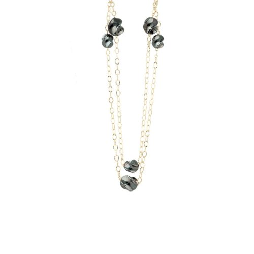 Collana Chanel in argento 925 dorata e rutenio - ZCL983-LQ