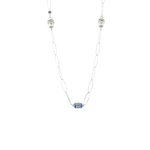 Collana Chanel in argento 925 rodiata e smaltata - ZCL993-MB