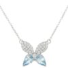 Collana con pendente a farfalla in argento 925 rodiata con zirconi bianchi e siamiti  - ZCL1418