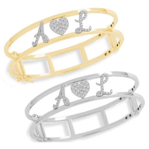 Bracciale a schiava / manetta in argento 925 rodiato oppure dorato personalizzabile con nome, numeri o lettere corsive - ZBS5