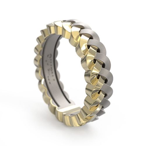 Anello in oro 18 kt e titanio a doppia fascia intrecciato - ATU002/