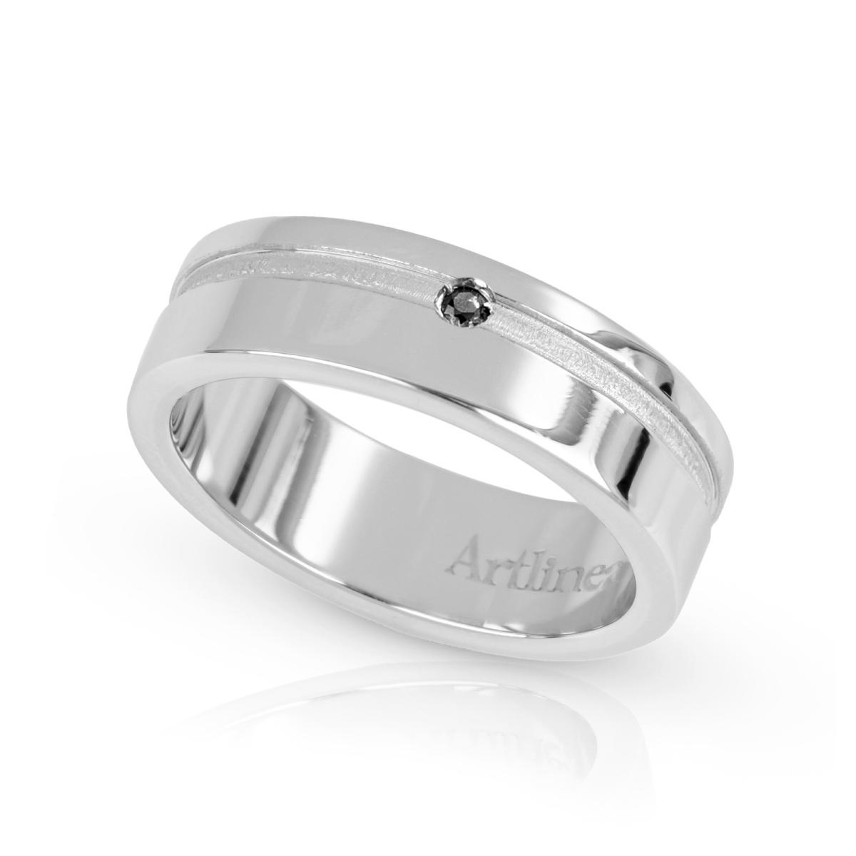 Fedina 6mm piatta con rigo largo in argento rodiato - ZAF105DN-LB