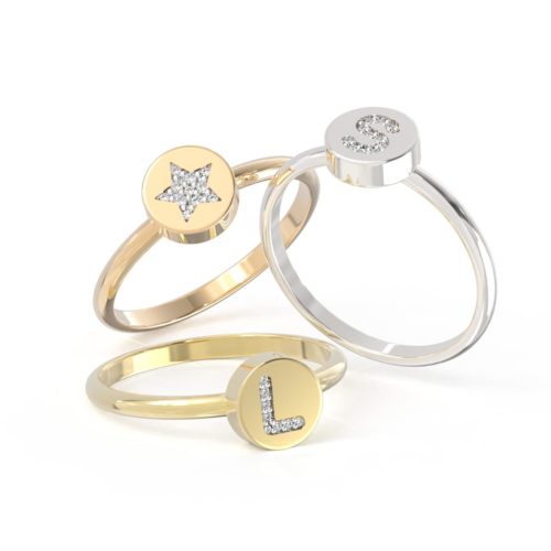 Anello in oro 18 kt con diamanti personalizzabile - AFF15