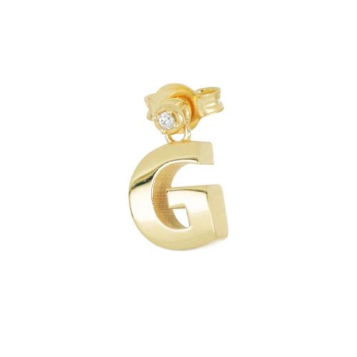 Orecchino in oro con iniziale e diamante