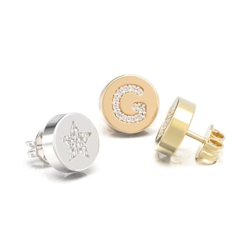 Orecchino in oro 18 kt con diamanti personalizzabile - OFF05