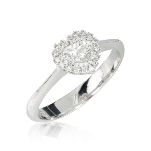 Anello in oro con diamanti e diamante taglio cuore - AD612/DB-LB