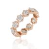 Anello veretta a fiore in oro 18 kt con diamanti bianchi naturali - ADF531DB