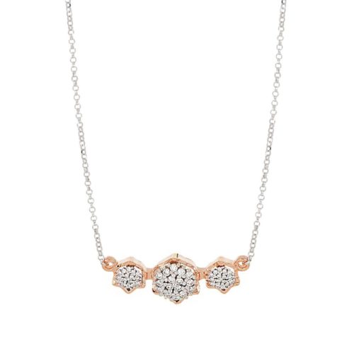 Collana con pendente a motivo floreale in oro 18 kt con diamanti bianchi naturali - CD712/DB
