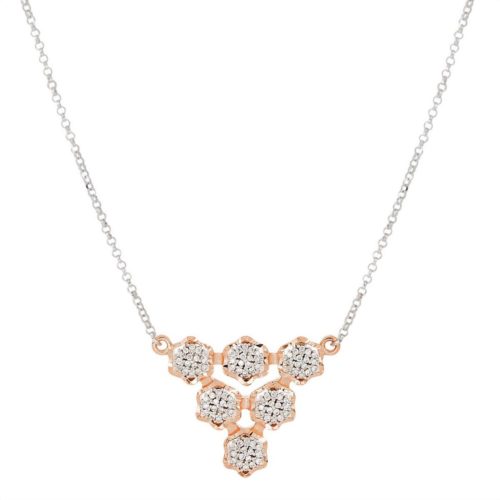 Collana con pendente a motivo floreale in oro 18 kt con diamanti bianchi naturali - CD713/DB