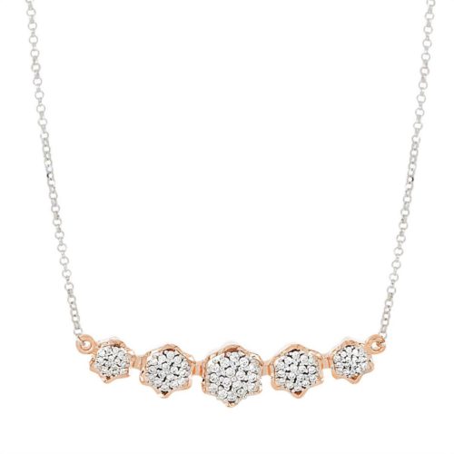 Collana con pendente a motivo floreale in oro 18 kt con diamanti bianchi naturali - CD714/DB