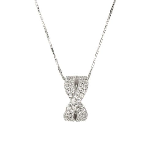 Collana in oro bianco 18kt con diamanti bianchi naturali  - CD743-LB