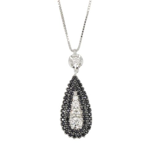 Collana in oro bianco 18kt con diamanti bianchi naturali e diamanti neri - CD746/DN-LL