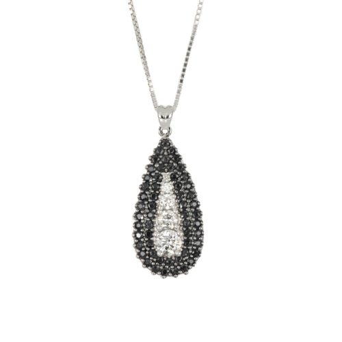 Collana in oro bianco 18kt con diamanti bianchi naturali e diamanti neri - CD750/DN-LL
