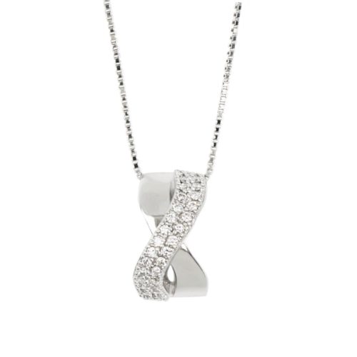 Collana in oro bianco 18kt con diamanti bianchi naturali  - CD753-LB