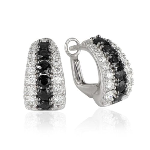 Orecchini in oro bianco 18kt con diamanti bianchi e neri - OD580/DN-LL