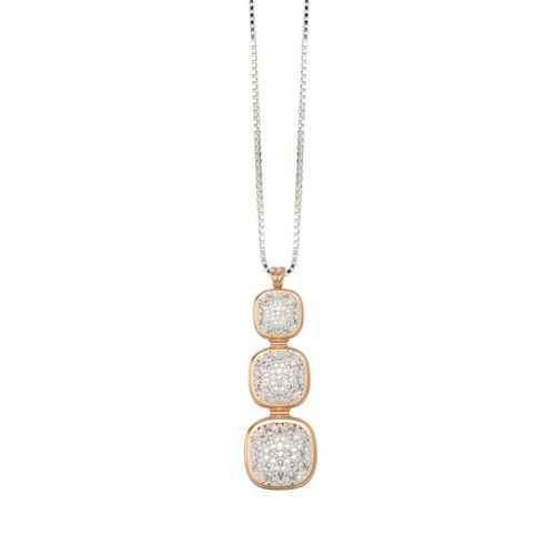 Collana in oro 18 kt con pendente trilogy in pavé di diamanti bianchi naturali - CD764