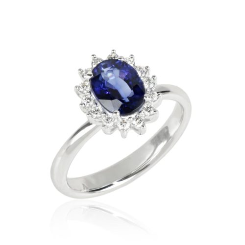 Anello in oro con diamanti e pietra preziosa