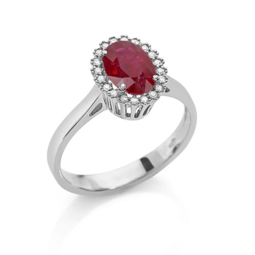 Anello in oro con diamanti  e pietra preziosa