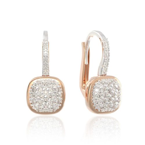 Orecchini a monachella in oro 18 kt con pavé di diamanti - OD595