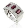 Anello trilogy in oro bianco 18kt con diamanti e pietre preziose - AD812