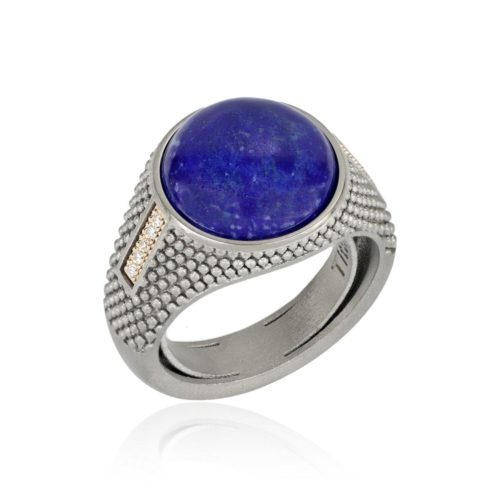 Anello Chevalier in Oro 18 kt e Titanio con Pietra - AT19