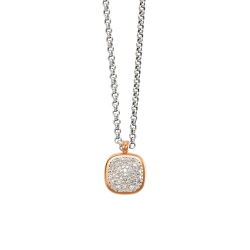 Collana con pendente in oro 18 kt con pavé diamanti bianchi naturali