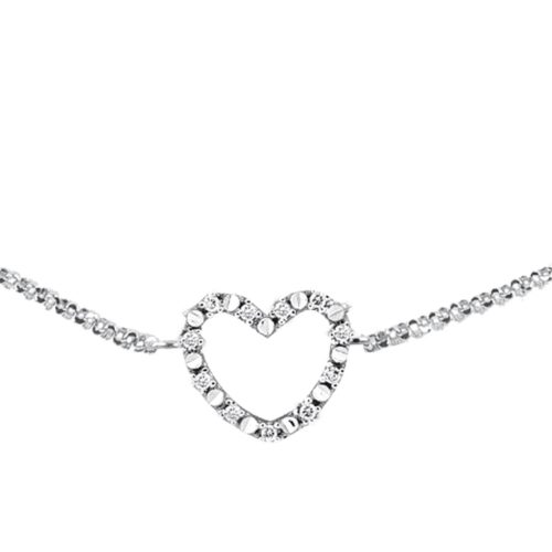 Bracciale in oro 18 kt con elemento centrale a cuore in pavé di diamanti naturali