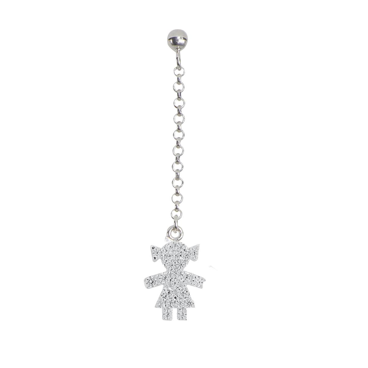 Mono orecchino in argento 925 personalizzabile con zirconi - ZOS4/
